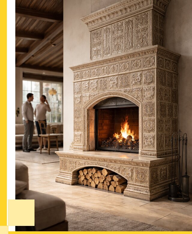 Купить изразцовый камин в Северодвинске от 253025 р. | ЭриданСвр