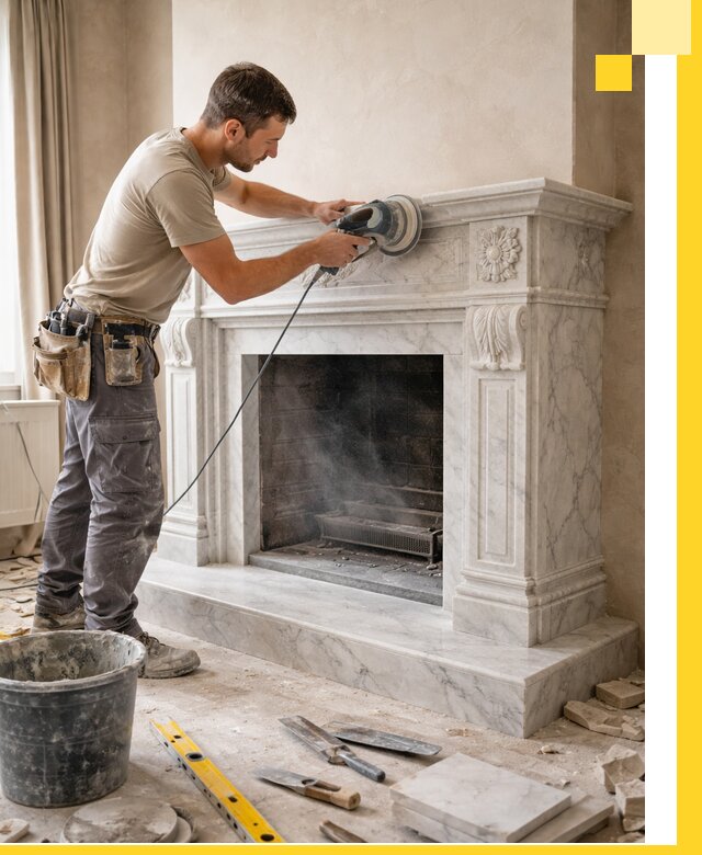 Изготовление и установка мраморных каминов в Северодвинске под ключ