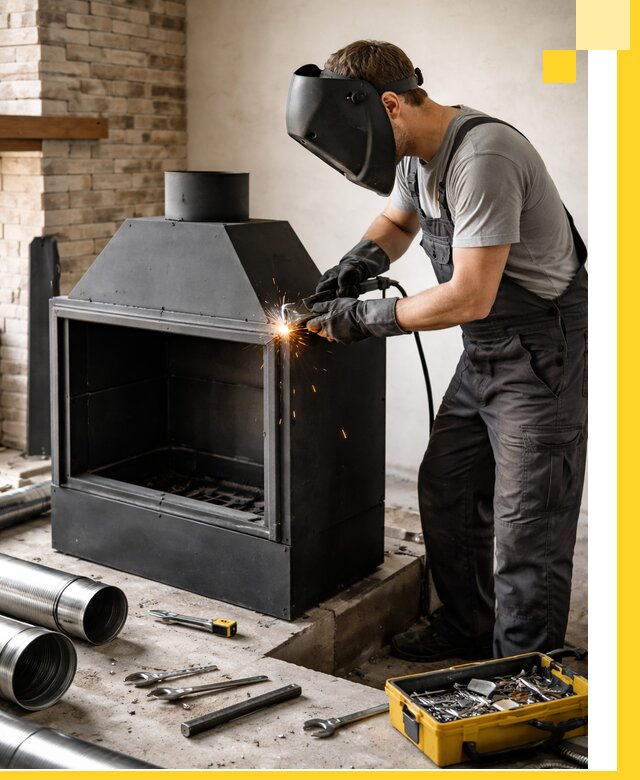 Продажа и установка металлических каминов в Северодвинске под ключ