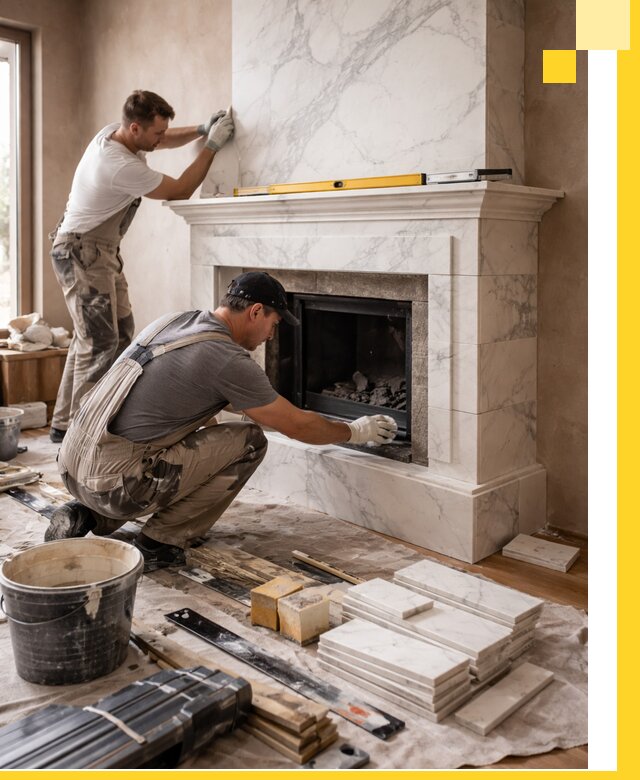 Отделка каминов в Северодвинске качественные облицовочные работы