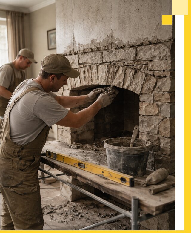 Изготовление каминов под ключ в Северодвинске, монтаж и отделка