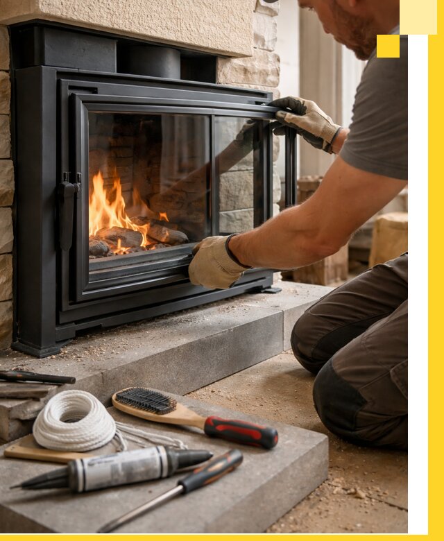 Производство, монтаж и доставка каминов со стеклом в Северодвинске