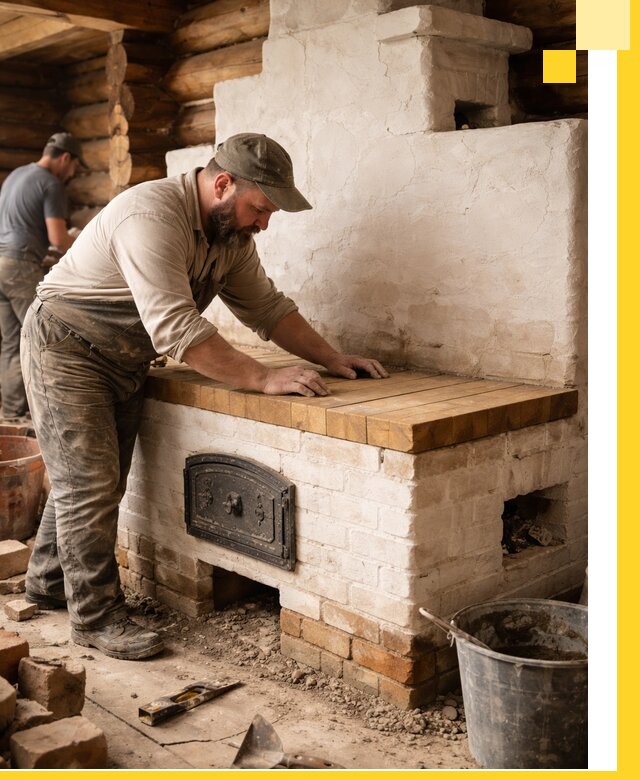 Проектирование и установка русской печи с лежанкой в Северодвинске