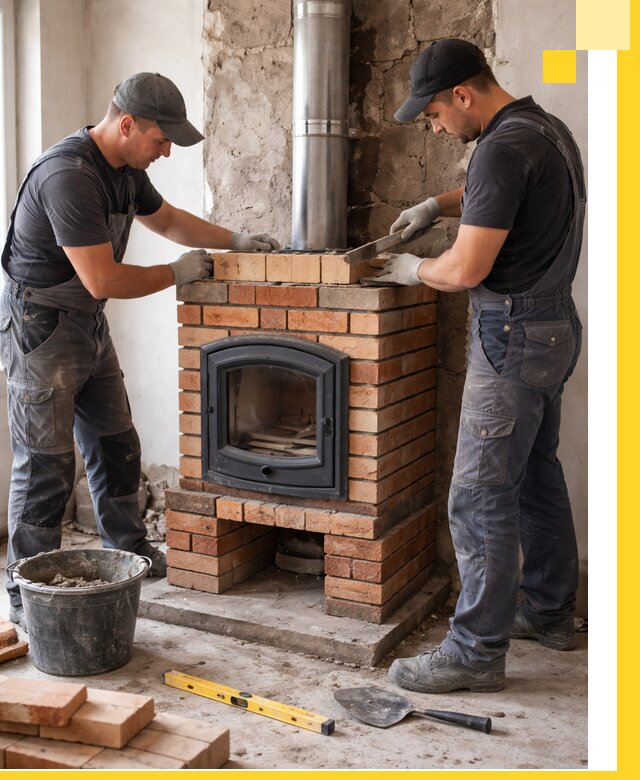 Монтаж печи камина под ключ в Северодвинске с гарантией и пусконаладкой