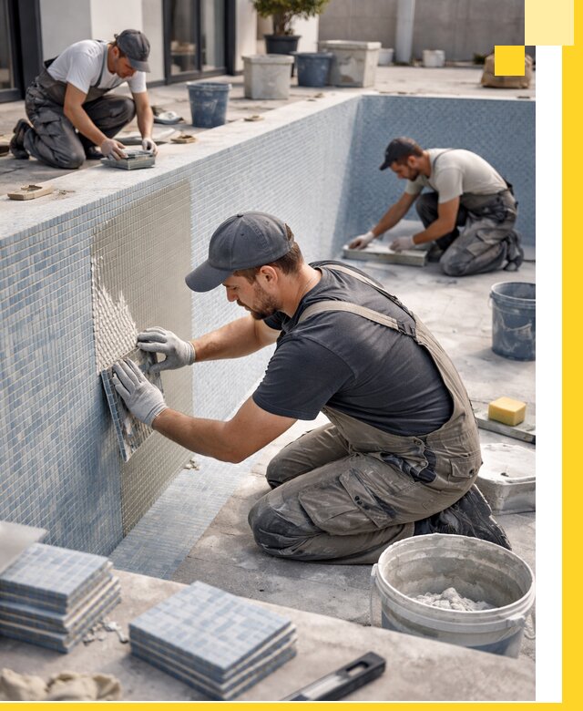 Облицовка бассейнов в Северодвинске плитка мозаика гидроизоляция