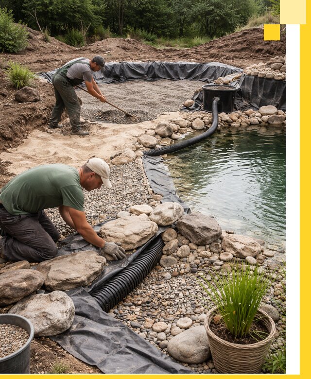Строительство природных бассейнов и озер в Северодвинске под ключ