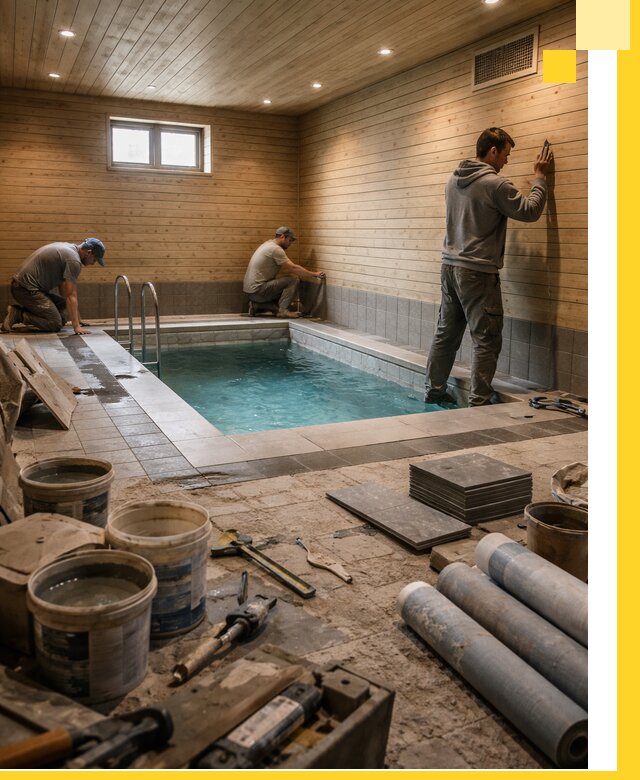 Строительство бани с бассейном и сауной под ключ в Северодвинске