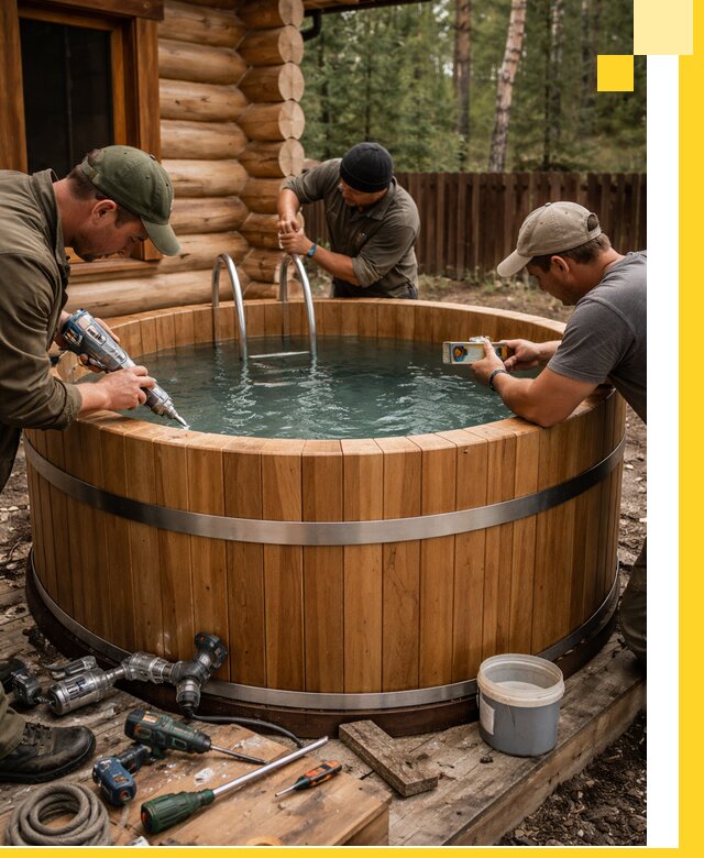 Строительство бань с купелью под ключ и отделкой в Северодвинске