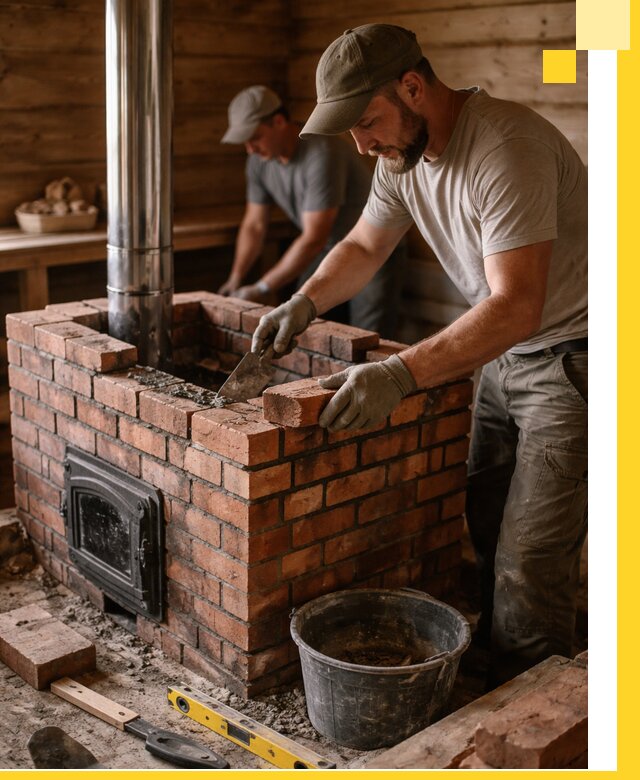 Кирпичные печи для бани под ключ в Северодвинске, проект и монтаж