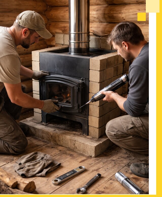 Монтаж и установка печи в бане под ключ с гарантией в Северодвинске