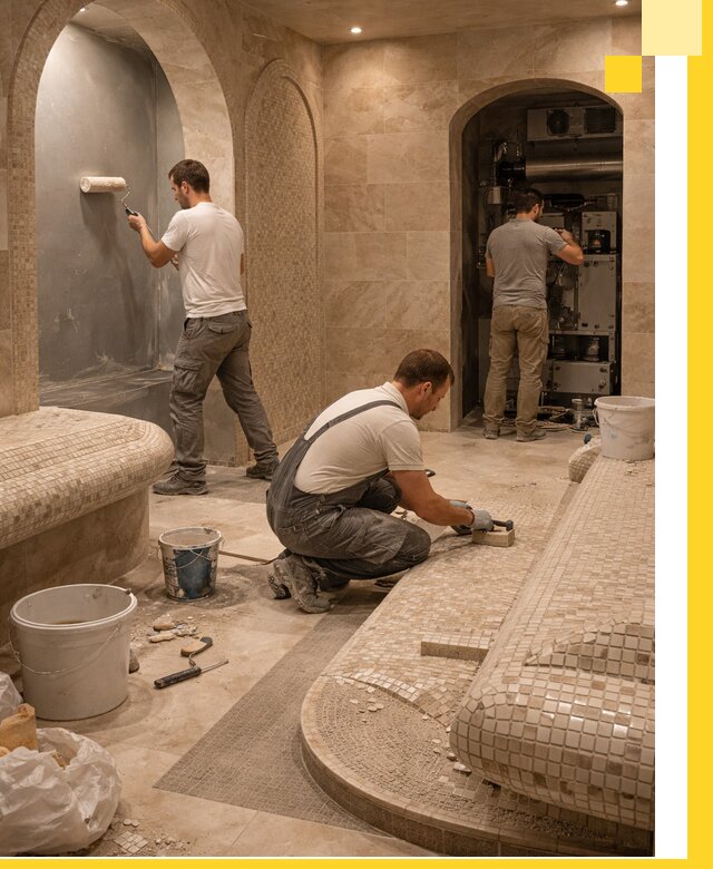 Строительство бани с хамамом и бассейном под ключ в Северодвинске