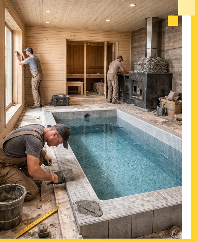 Проект бани с бассейном и сауной в Северодвинске под ключ