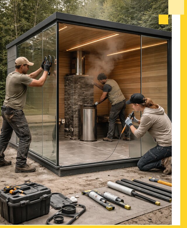 Проектирование и строительство стеклянных бань в Северодвинске