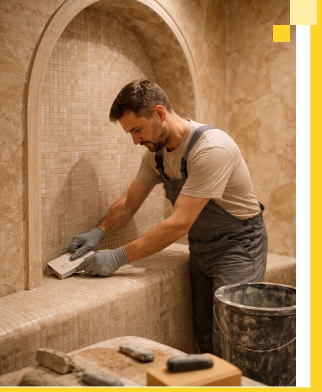 Профессиональная отделка хамамов с мозаикой под ключ в Северодвинске