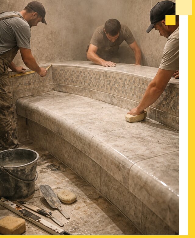 Изготовление и установка сидений для хамама в Северодвинске